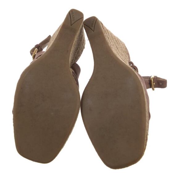 PRADA Platform Wedge Sandal Espadrilles Suede Beige Tan Strappy Size US 7/EU 37 - Picture 5 of 5